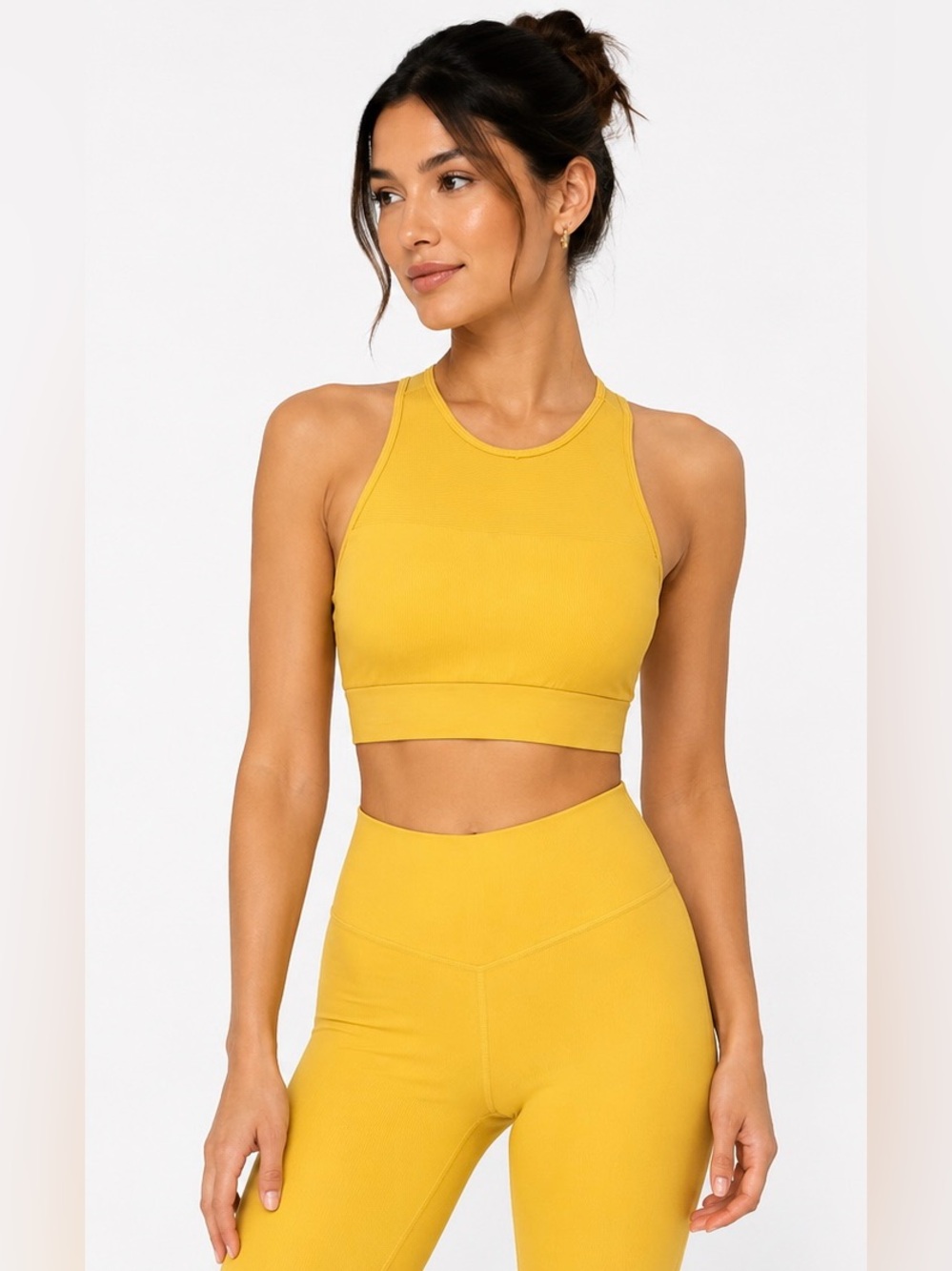 Nux High Impact Ribbed Sports Bra in Yellow